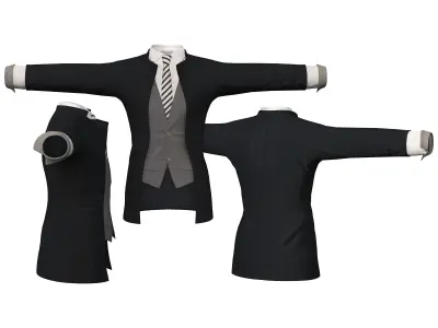 Sci-Fi Suit Jacket Pants Boots Outfit Low-poly 3D model