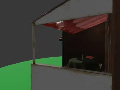 Shop Model house with awning Low-poly 3D model