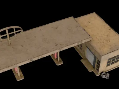 Gas station Free low-poly 3D model