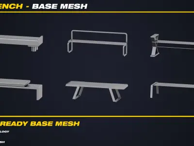 30 Bench Base Mesh - VOL 03 - Game Ready  Low-poly 3D model