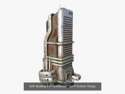 10 Sci Fi Buildings Collection J - Abandoned - Exterior Design 3D Model Pack
