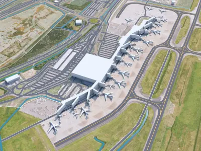Brisbane Airport 10km Low-poly 3D model