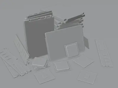 HDD - Processor - RAM Module Low-poly 3D model