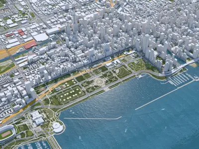 Chicago Downtown Illinois USA Low-poly 3D model