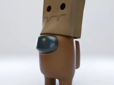 Among Us Spooky Paper Bag Character 3D model