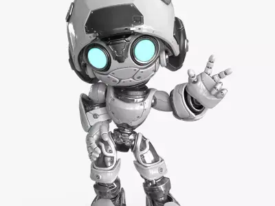 Droid RIGGED Low-poly 3D model