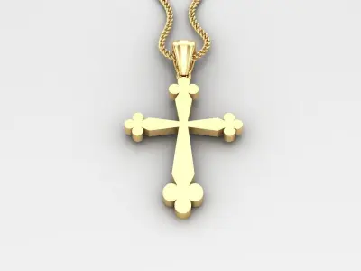 Light Gold 18K Cross Pendant 2CP001 3D print model