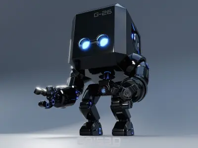 Cute Space Robot Rigged G-26 White 3D model