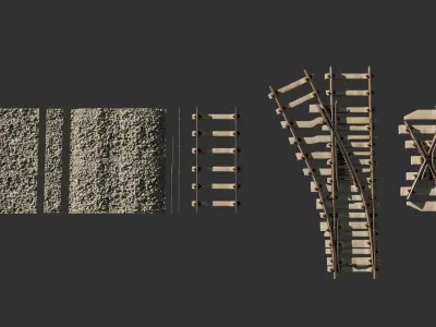 High Poly Modular Railway Pack 3D model