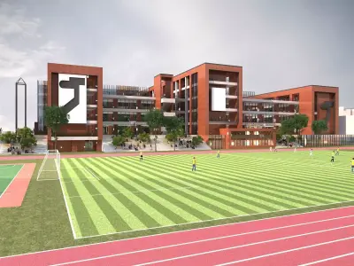 School building Low-poly 3D model