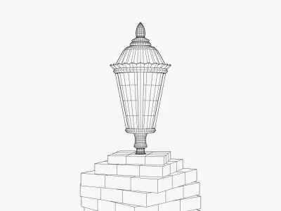Brick Column Lamp Post Low-poly 3D model