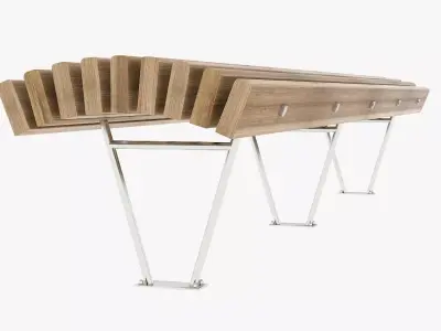 Wooden curve bench 3D model