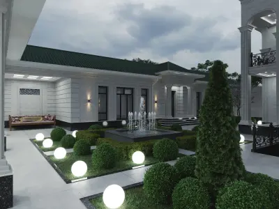 Two-story villa Facade design 3D model