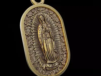 Our Lady of Guadalupe  Pendant 3D print model and cnc  3D print model
