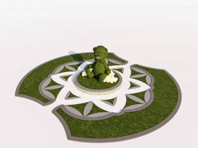 Topiary Teddy Bear Landscape Feature Low-poly 3D model