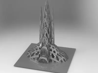 Brutalist weaved city tower 3D model