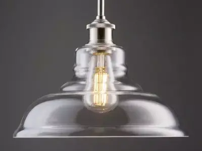 Polished Chrome Fresno Dome Light Single Dome Pendant 3D model