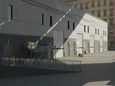 Garage alleyway street  Low-poly 3D model
