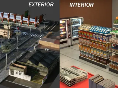 City Street Low-poly 3D model