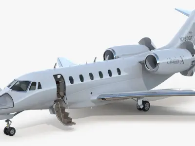  Business Jet Cessna Citation X with Interior 3D Model 