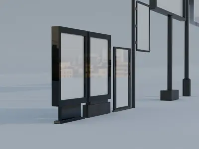 Set of 8 Low Poly Advertising Panels - Real Size Low-poly 3D model