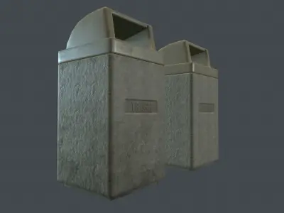 Street Concrete Trash Bin PBR Game Ready Low-poly 3D model