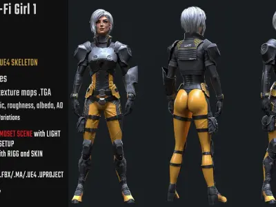 Sci-Fi Girl 1 - Game - Ready Low-poly 3D model