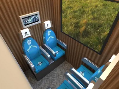 Train interior of with seats 3D model