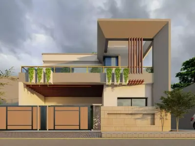 Exterior modern house design in islamabad 3D print model