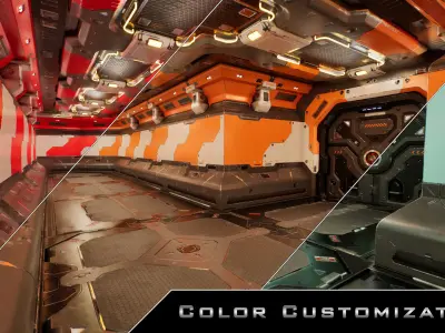 Sci-fi Modular Interior Space Station - Unity and Unreal Low-poly 3D model