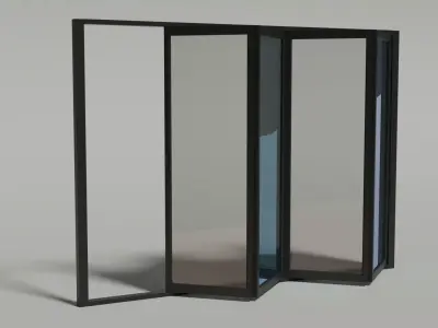 Full Animated Sliding Doors - 4 Panel Free low-poly 3D model