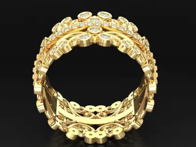 Light Gold Diamond Men Ring 2MR078 3D model