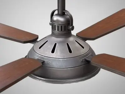Vintage Ceiling Fan - Retro Ceiling Lamp - 4 Color Variations Low-poly 3D model