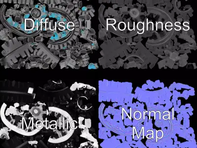 Futuristic Robotic Wheel with Hub Assembly Model Pack Low-poly 3D model