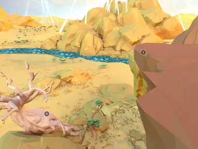 Low Polygon Art Level Sahara Africa Low-poly 3D model