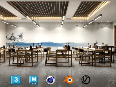 Detailed Japanese High School Classroom Interior Low-poly 3D model