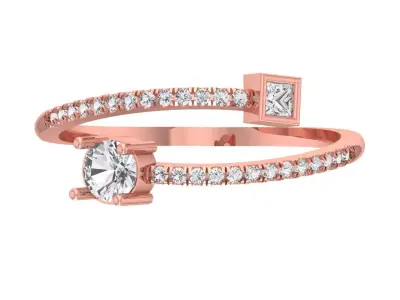 Open End Light Weight Princess Round Stone Band Ring 3D print model