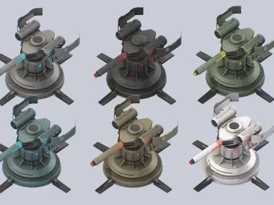 Plasma turret Low-poly 3D model 6