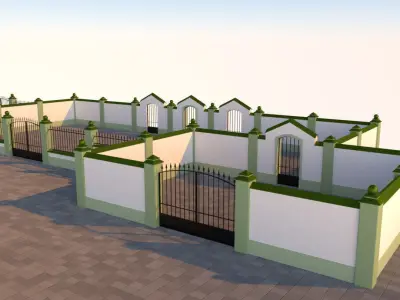 Modular fences gates and walls 3D model