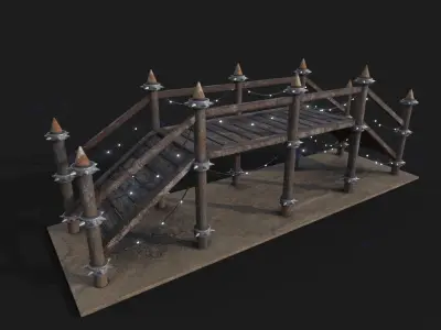 Game Ready Wooden Bridge Low-poly 3D model