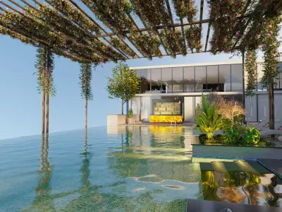 Rooftop infinity swimming pool 3D model