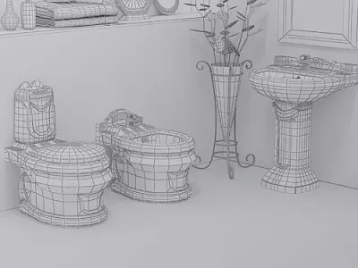 Stylish Toilet Set 3D model