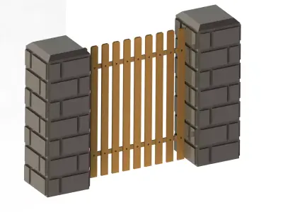 Ultimate Modular Fence Kit Wood and Pillars 3D model