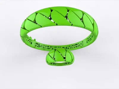 Cuban Gold Ring and Bracelet light weight Set-0035 3D print model