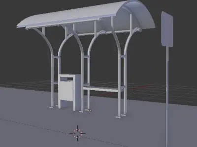 Simple Bus Stop Free low-poly 3D model