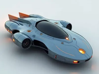 Sleek Retro Future Sci Fi Starship Low-poly 3D model