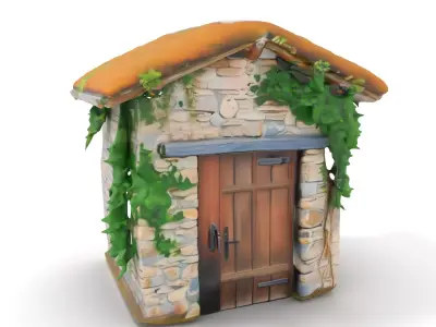 Rustic Stone Cottage model pack Low-poly 3D model