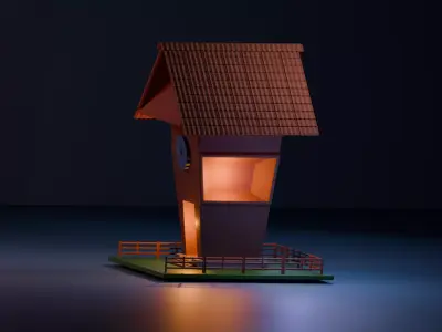 Stylised 3d house  Free low-poly 3D model
