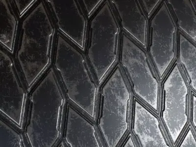 Dark Scratched Sci-Fi Hexagonal Plating PBR SEAMLESS Texture