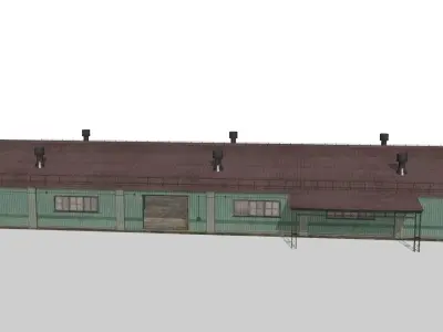 old metal hangar Low-poly 3D model